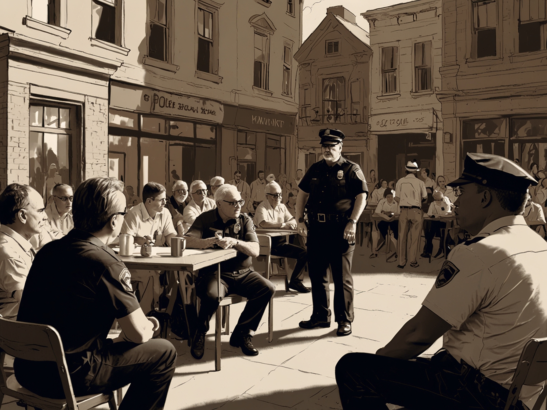 A community meeting in Old Town where residents interact with the new police chief.
