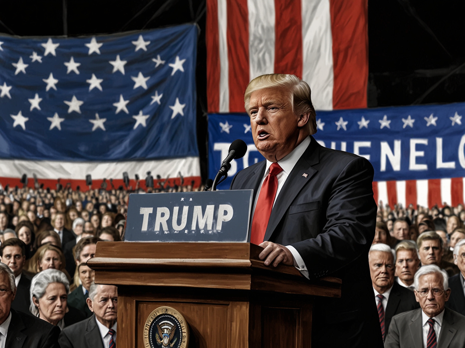 Former President Donald Trump speaks at a political rally.