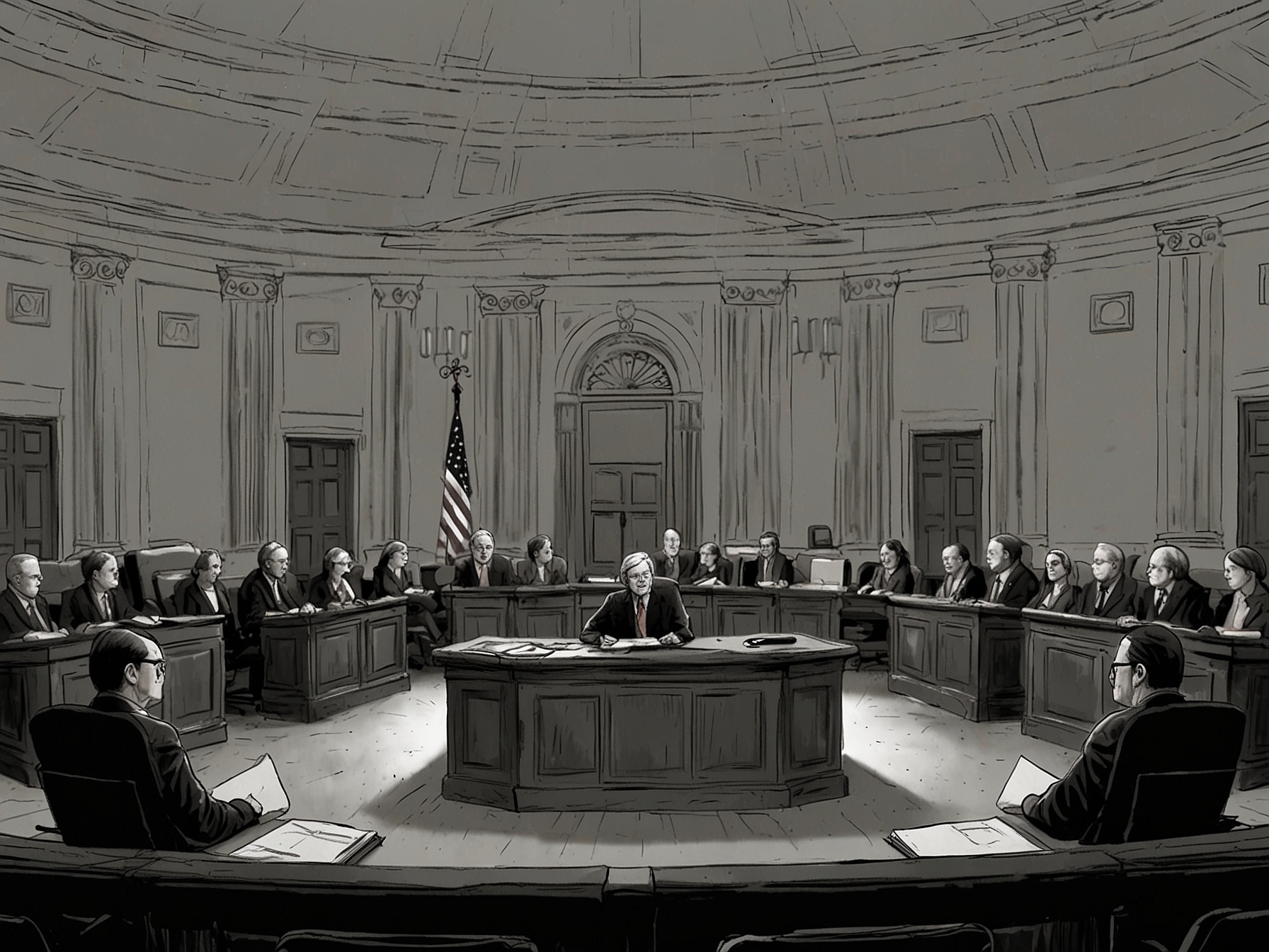 An illustration of a Senate session where legislators are debating the Democratic-backed IVF bill.