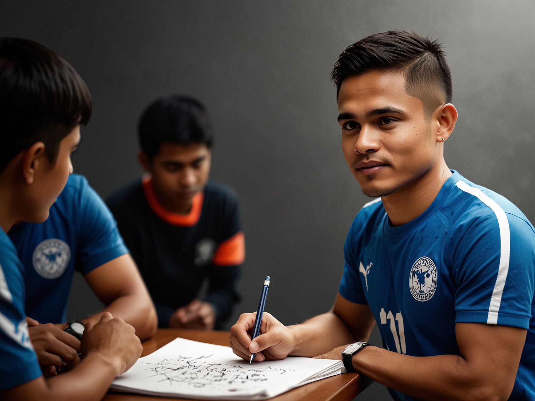 An image of Sunil Chhetri signing autographs for fans, highlighting the strong bond he shares with his supporters.