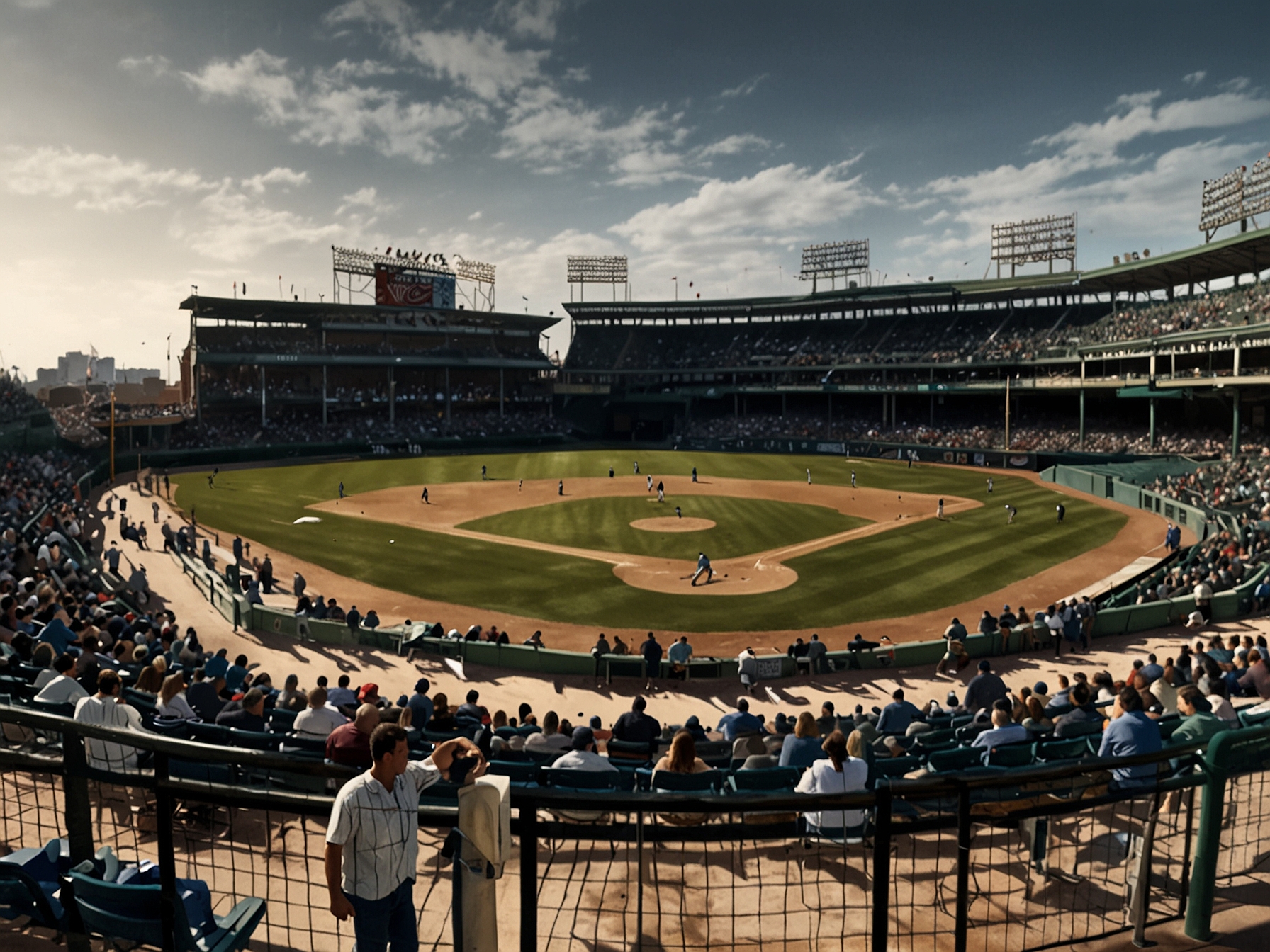 Image of Wrigley Field, the home stadium of the Chicago Cubs, bustling with fans and action.