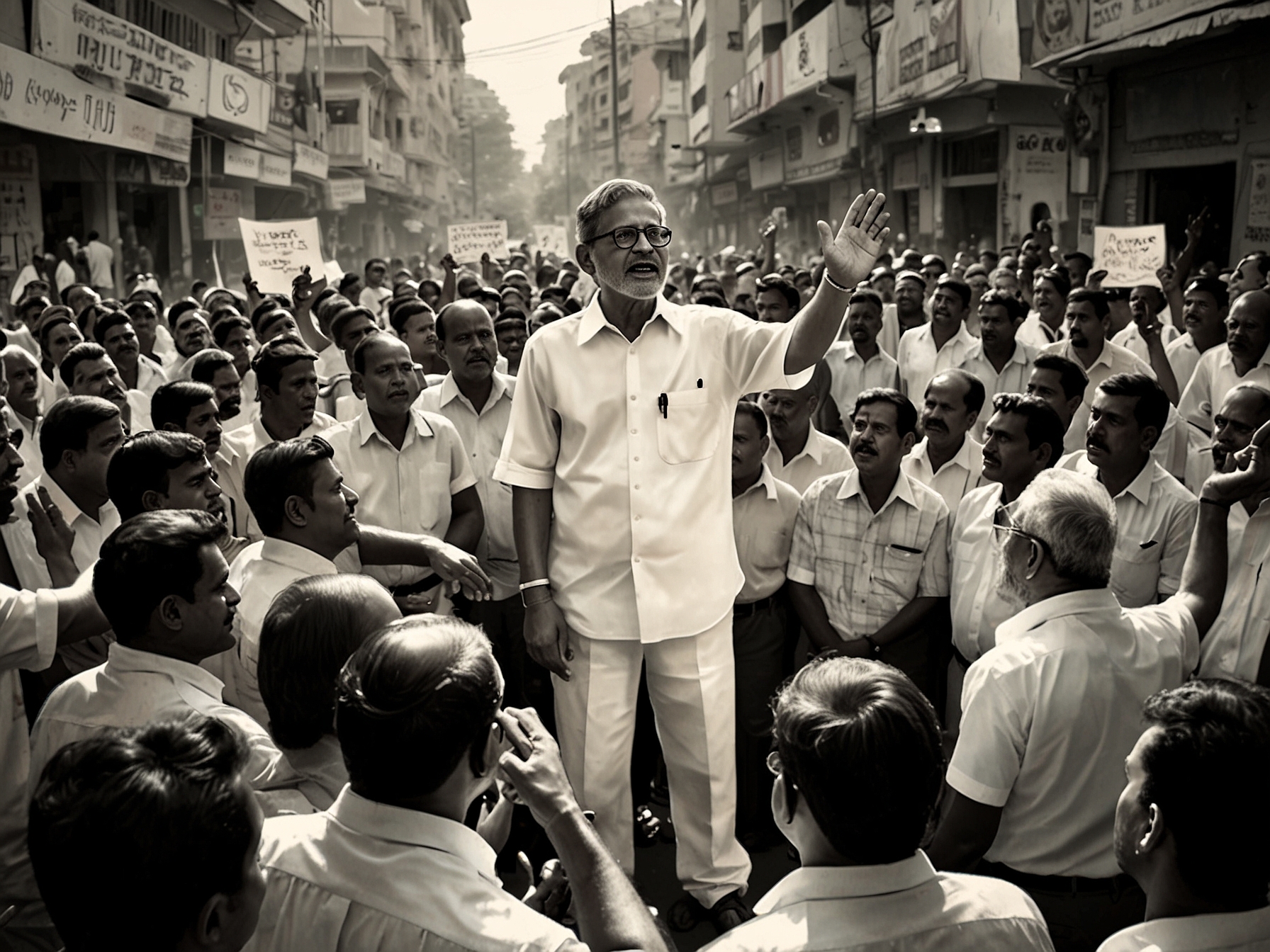 BY Vijayendra addressing a crowd during a protest against Karnataka's fuel price hike.