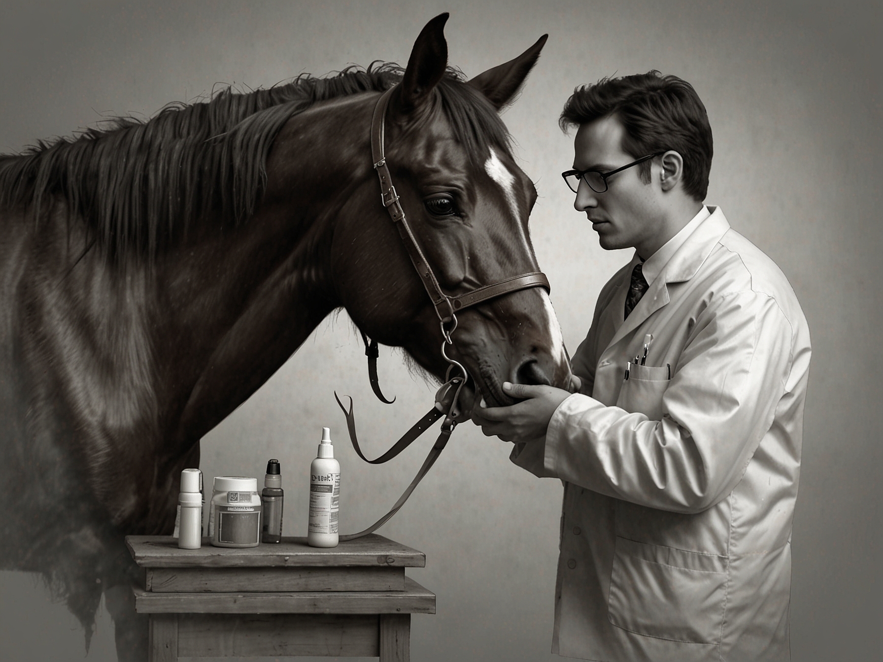 A horse receiving medical attention for an allergy, emphasizing the importance of proper diagnosis and treatment.