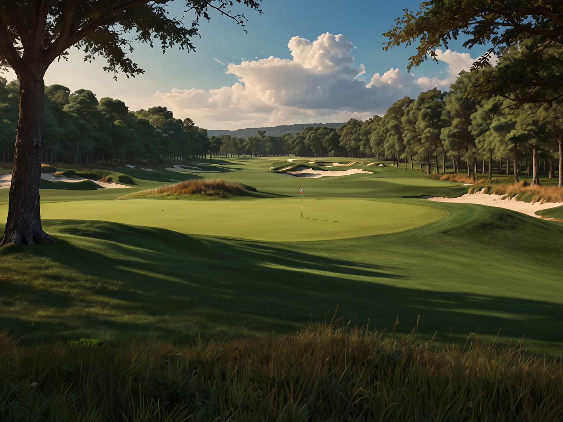 A view of the prestigious course where the Amateur Championship will be held, highlighting its challenging layout.