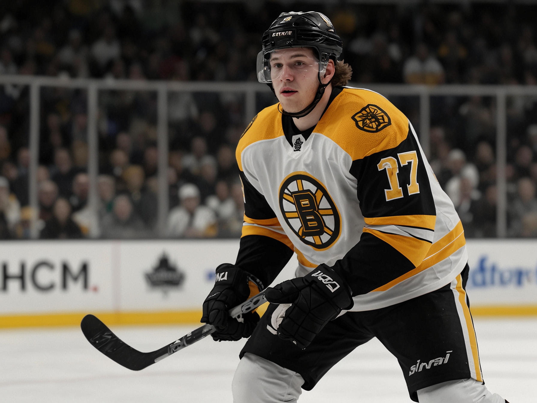 Torey Krug during a Boston Bruins game, showcasing his skills on the ice - an integral part of the team before his departure.