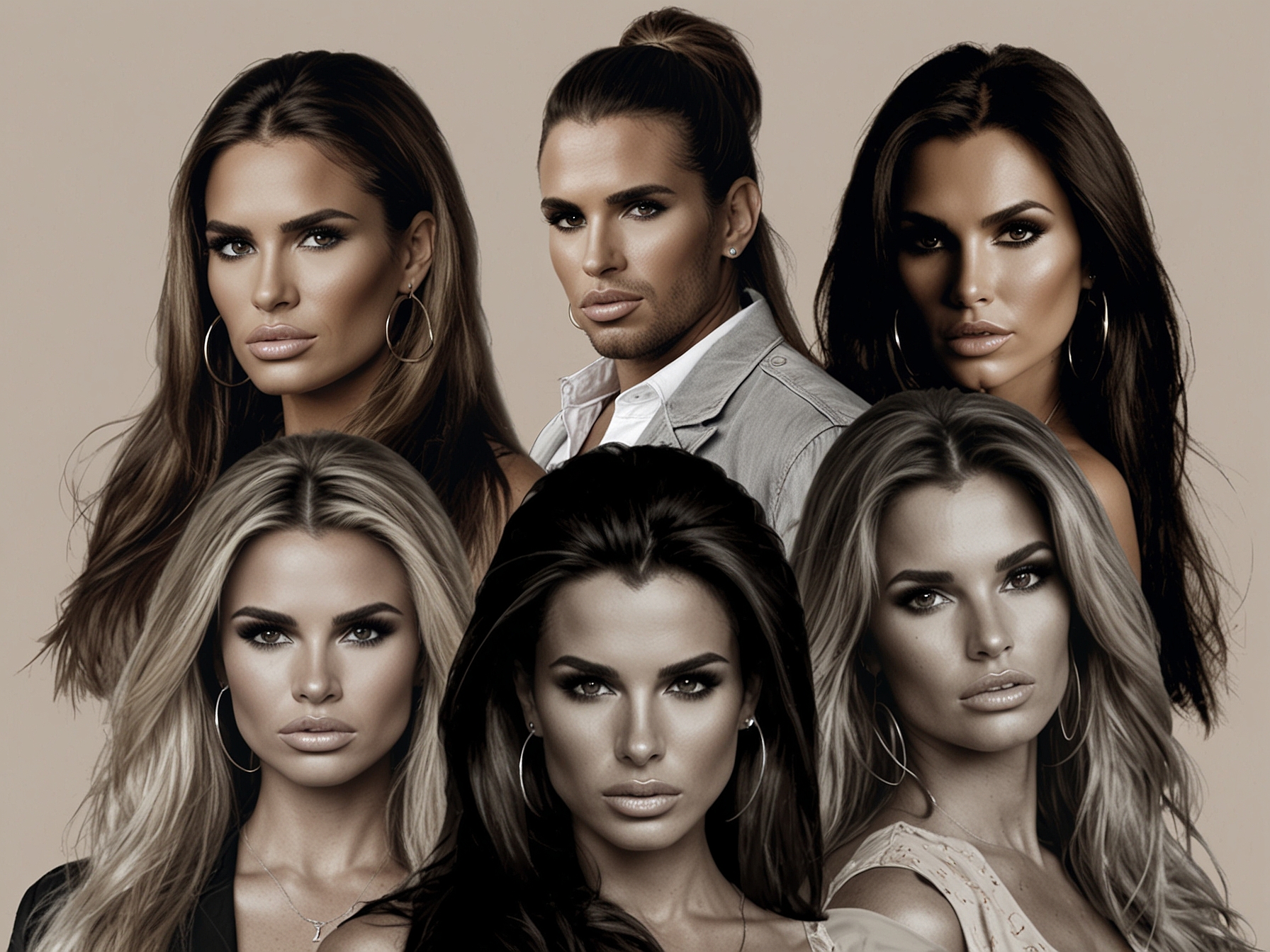 A collage of photos featuring Katie Price with her various ex-partners during happier times.