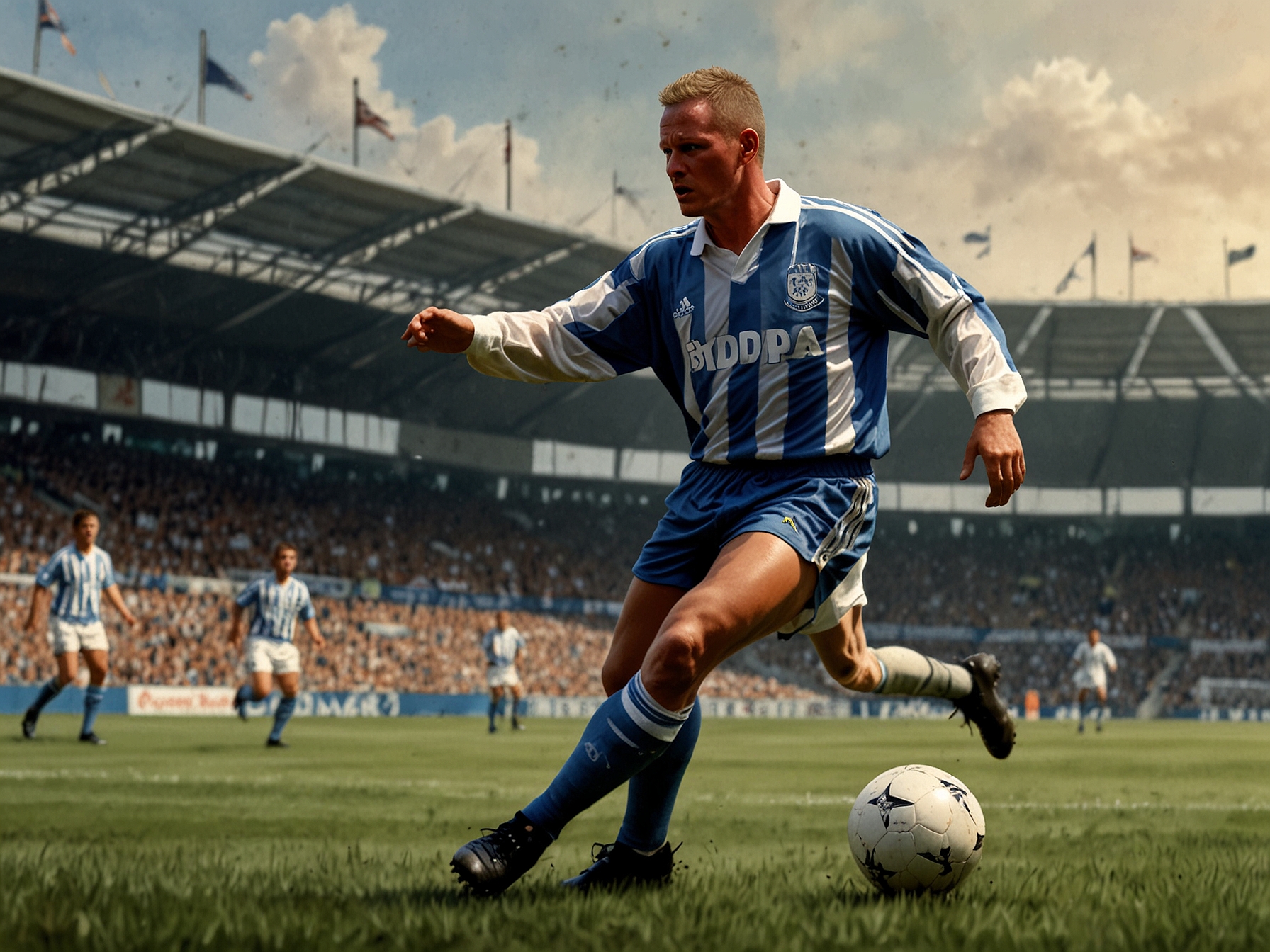 Paul Gascoigne during a match, showcasing his incredible skills on the field.