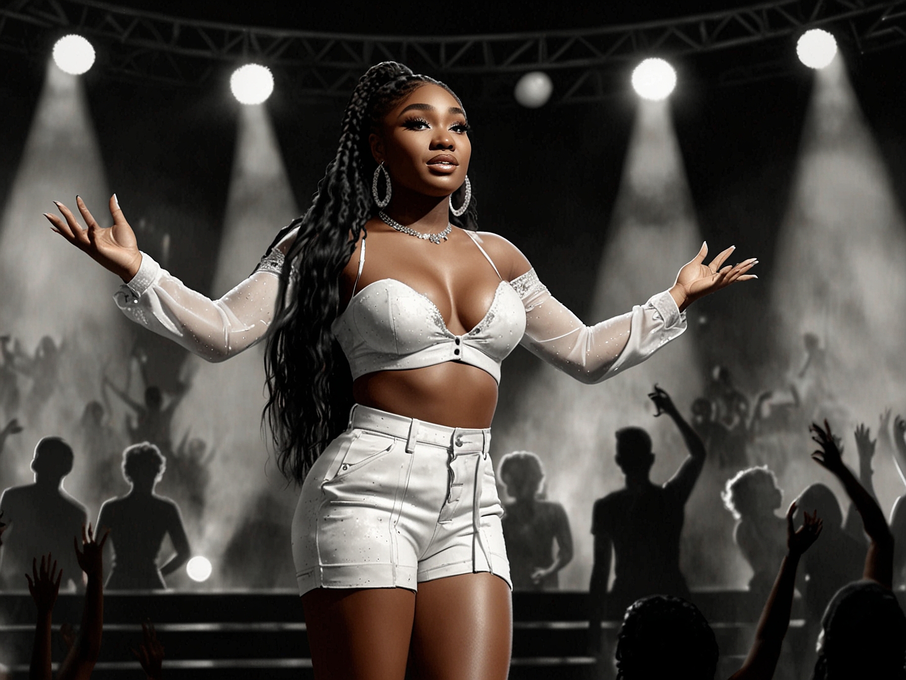 Normani performing live during the promotion of her new music, 'Dopamine'.