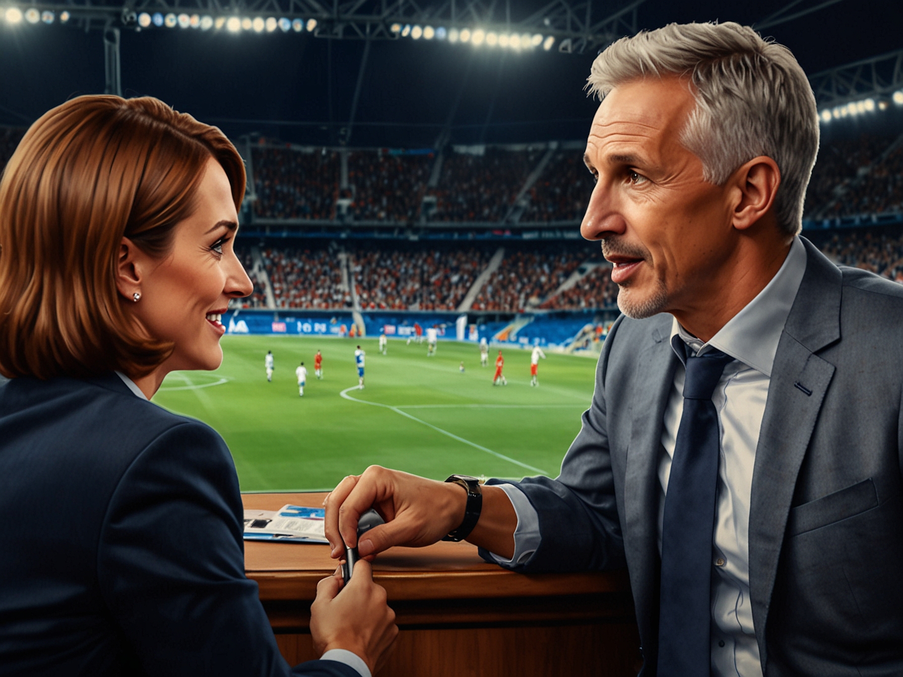 Gary Lineker discussing Harry Kane's performance on a sports broadcast.