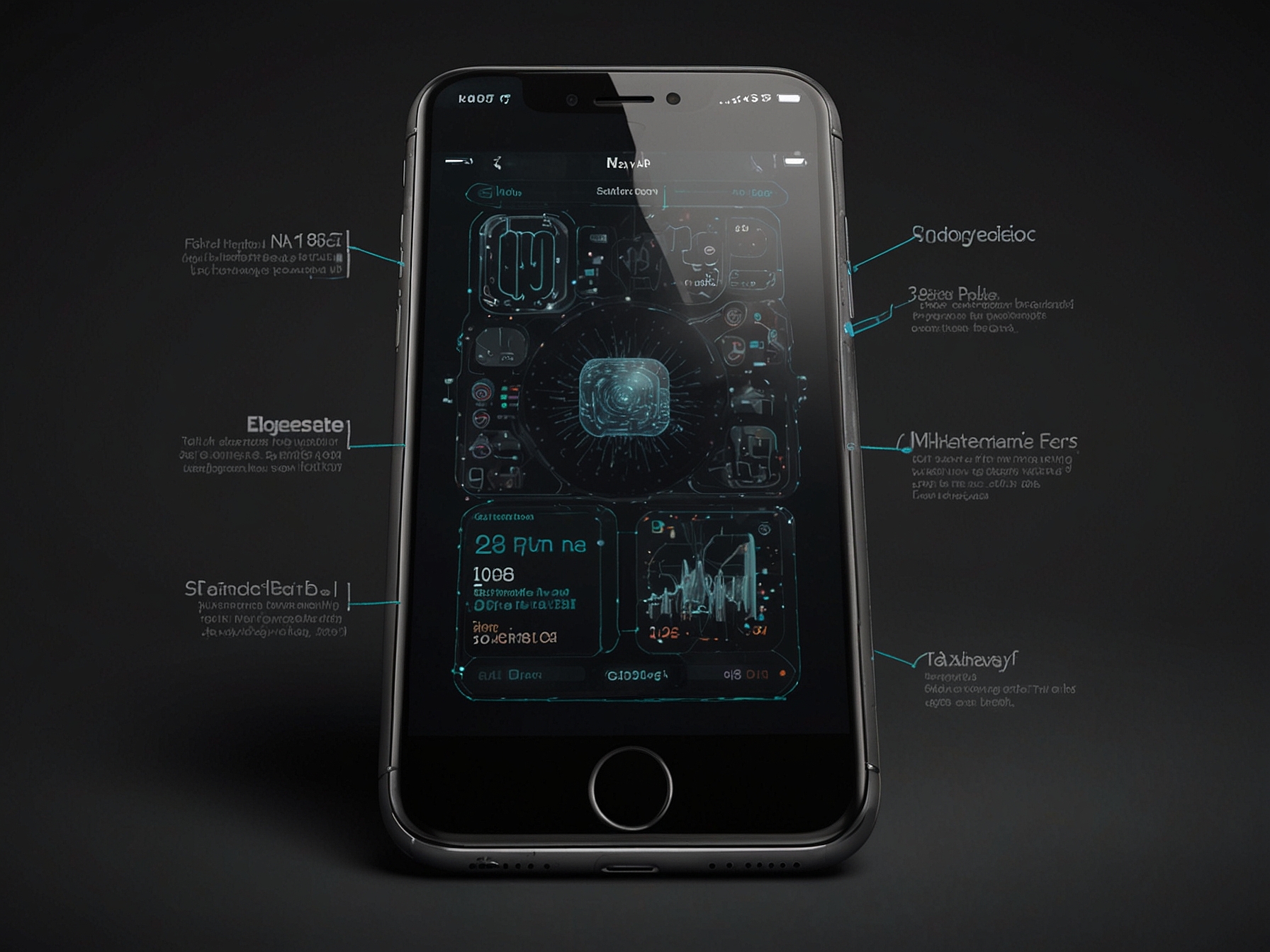 A futuristic iPhone displaying advanced AI features, illustrating the cutting-edge technology of iOS 18.