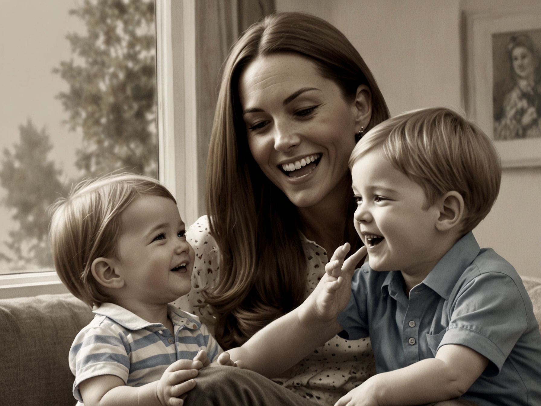 Kate Middleton captures a candid image of Prince William sharing a delightful laugh with his children on Father's Day.