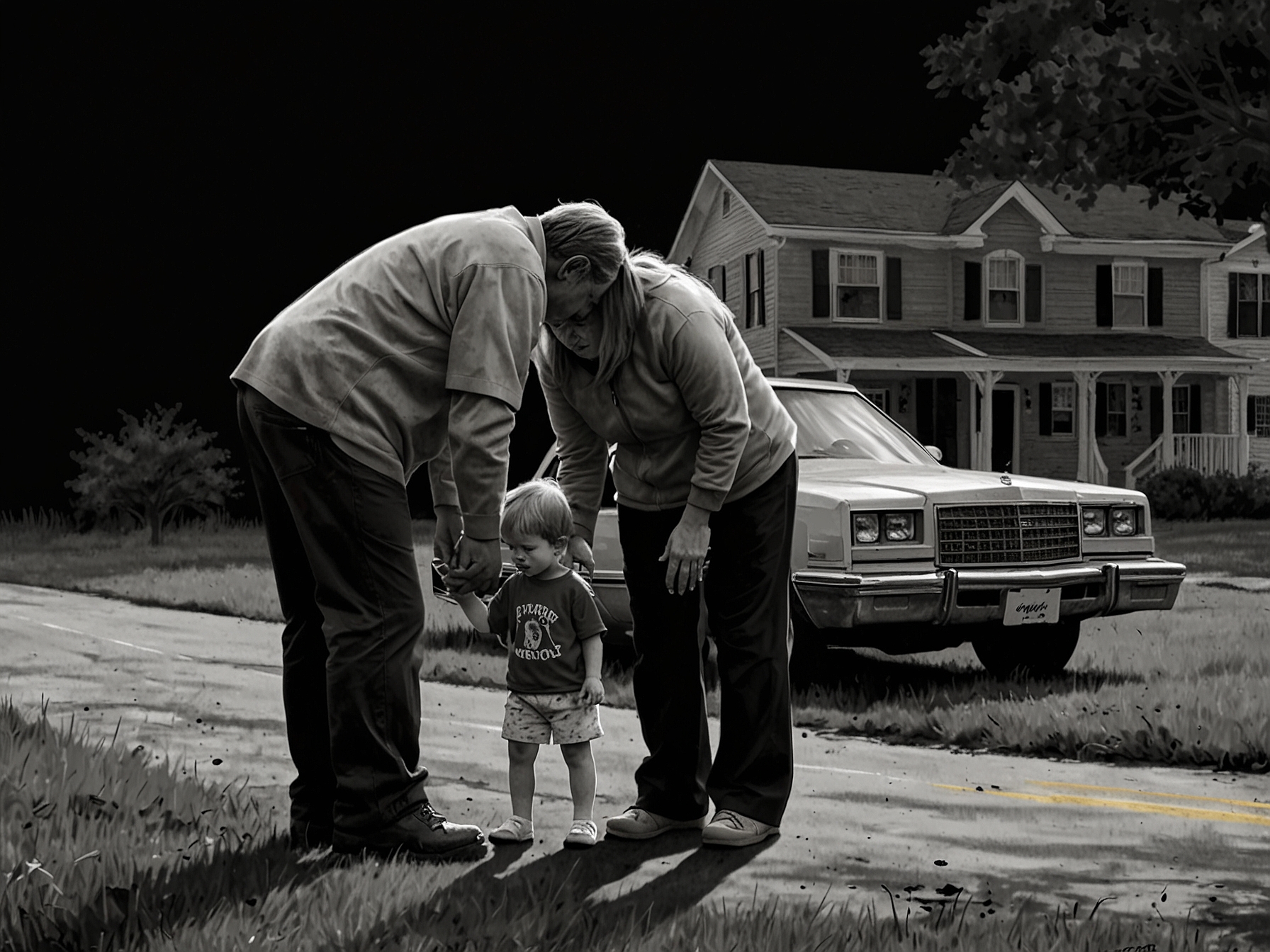 An image of a grieving family in Harford County, Maryland, showing the emotional impact of the tragedy.