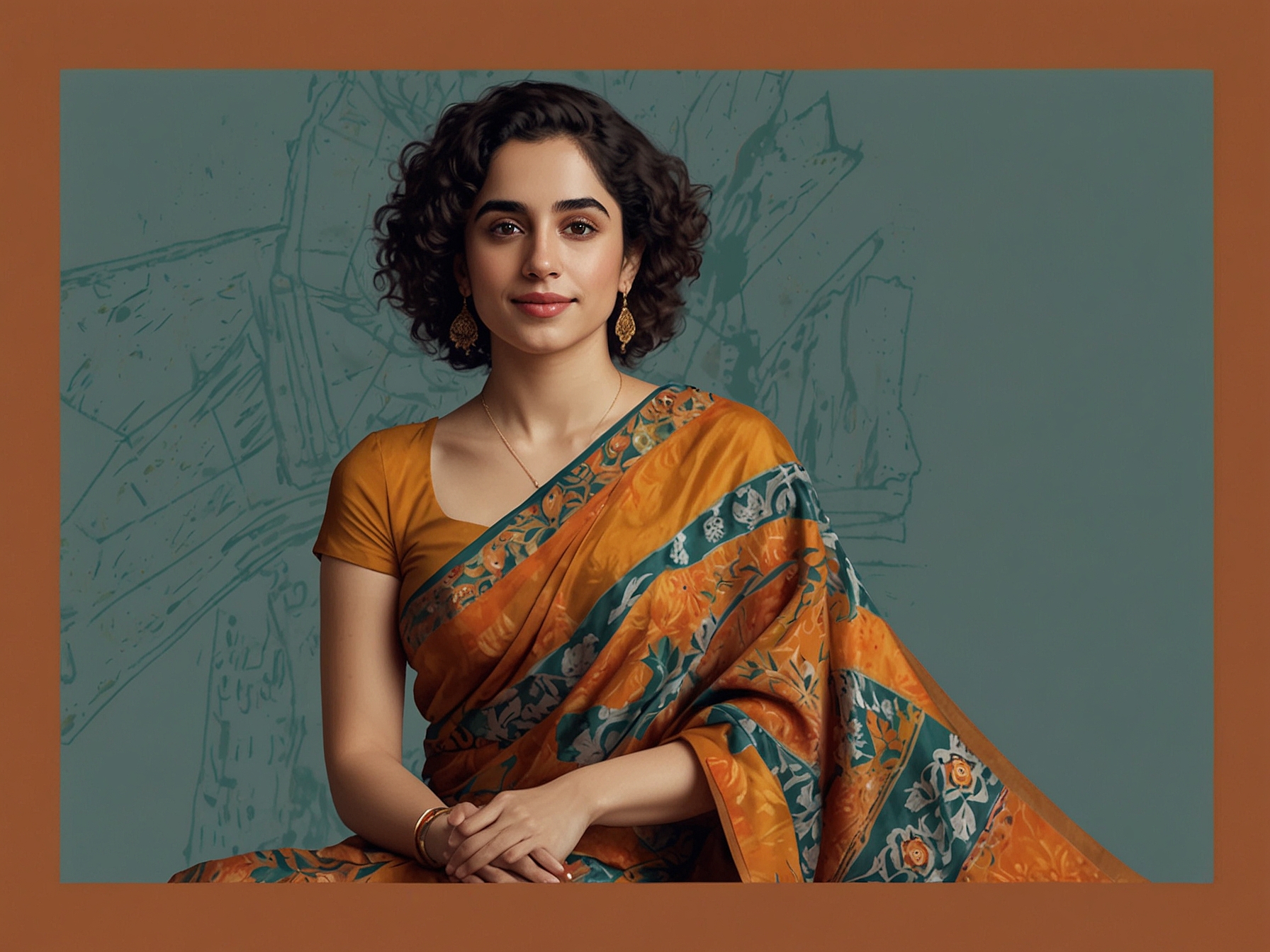 Sanya Malhotra draped in a vibrant printed saree, showcasing a mix of contemporary and traditional fashion.