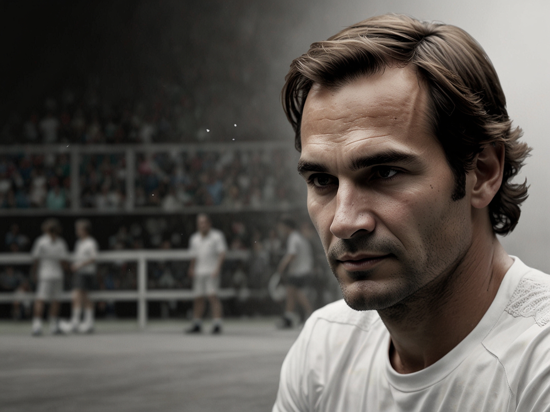 A still frame from the Amazon documentary ‘Federer: Twelve Final Days’ featuring exclusive behind-the-scenes footage.