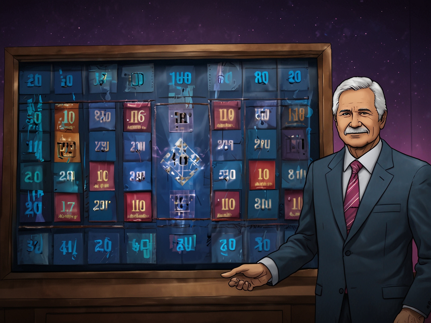 Close-up of the iconic Jeopardy! game board, symbolizing the continuation of the show's legacy.