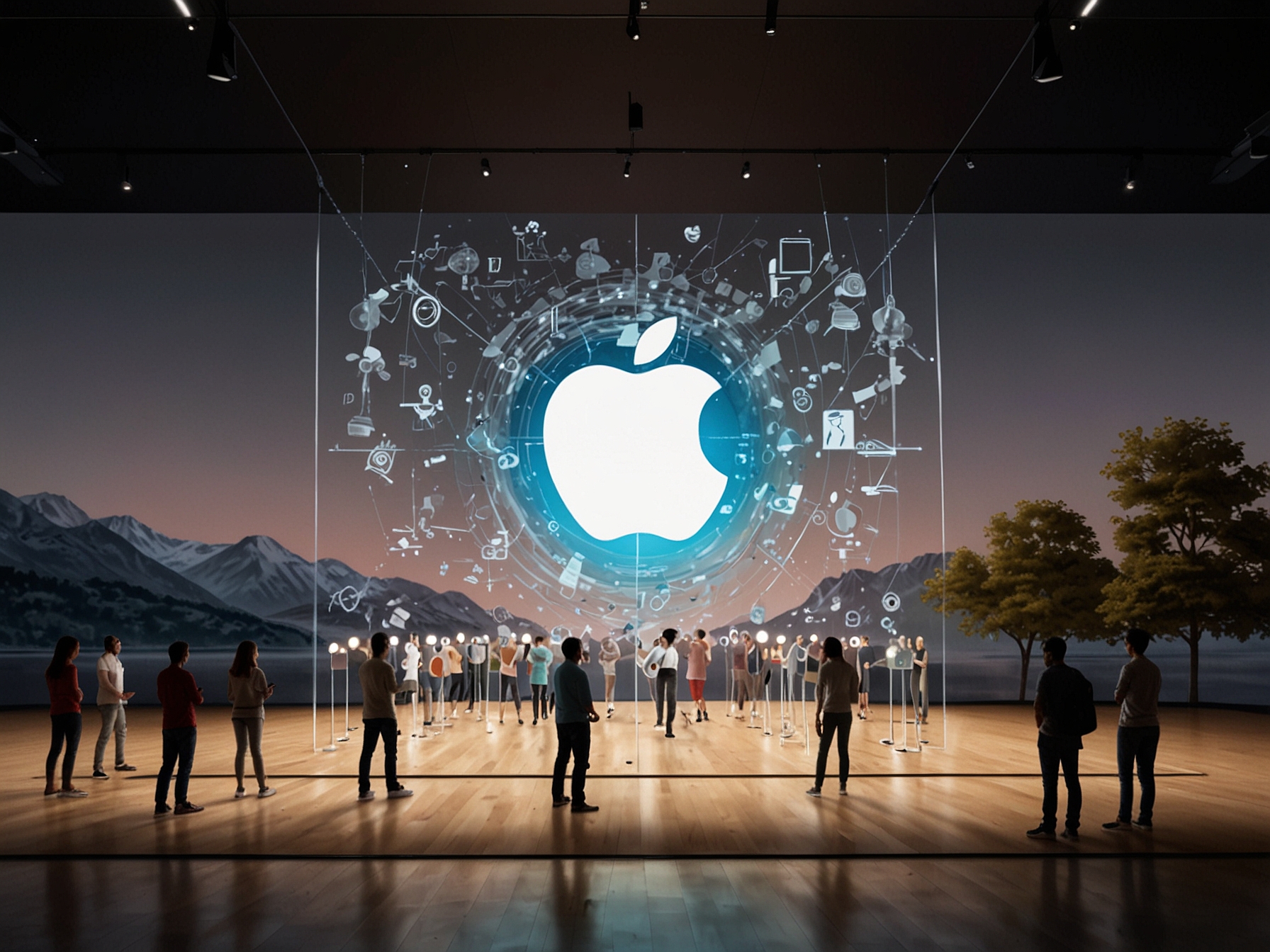 Illustration showing the new Apple Intelligence features unveiled at WWDC 2024.