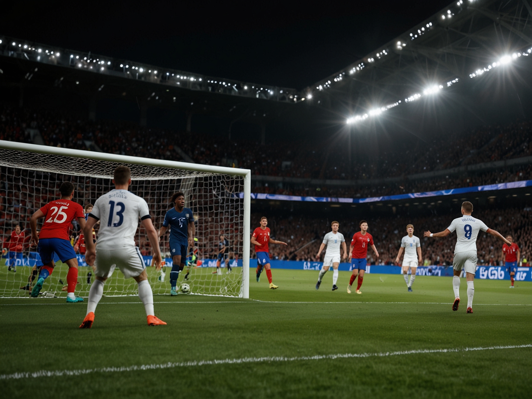 Jude Bellingham scoring the first goal for England in their Euro 2024 campaign opener against Serbia.