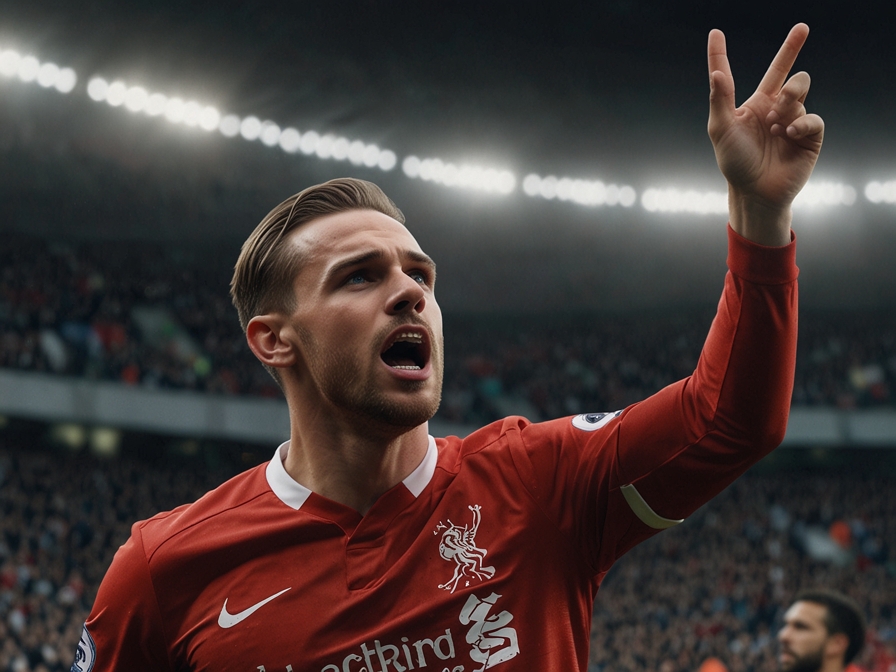 Jordan Henderson passionately expressing himself during a football match.