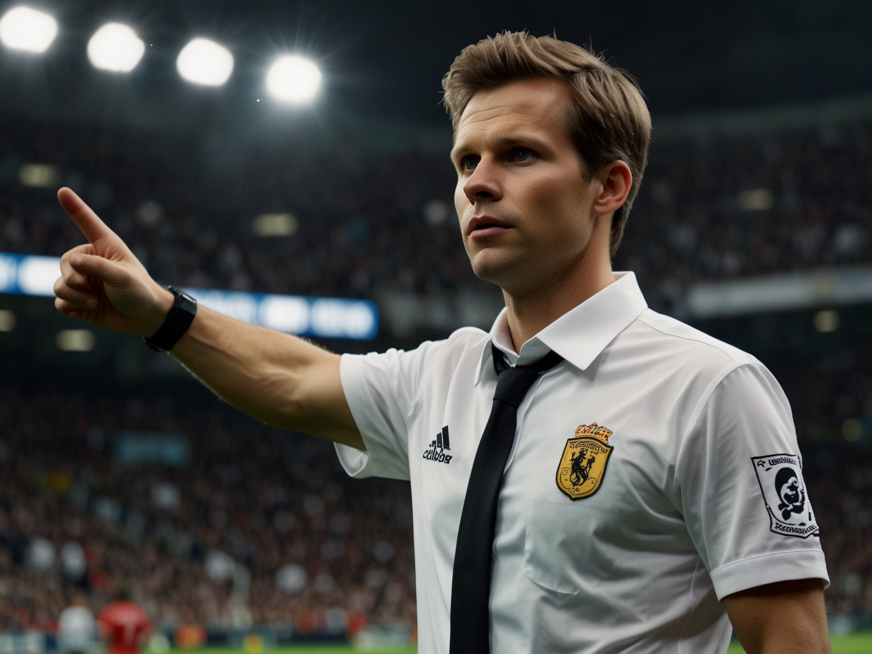 Dr. Felix Brych refereeing during a high-stakes football game.