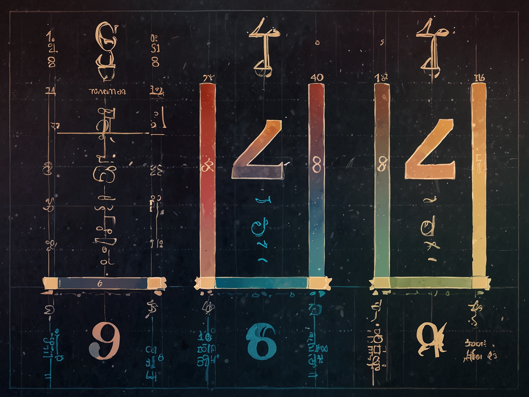 Illustration of the numerological chart for June 2024, highlighting the numbers 6, 8, and 14.