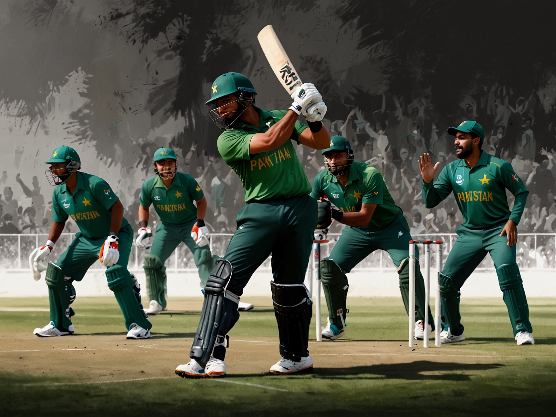 Pakistan cricket team in action during the ICC T20 World Cup, showcasing both highs and lows.