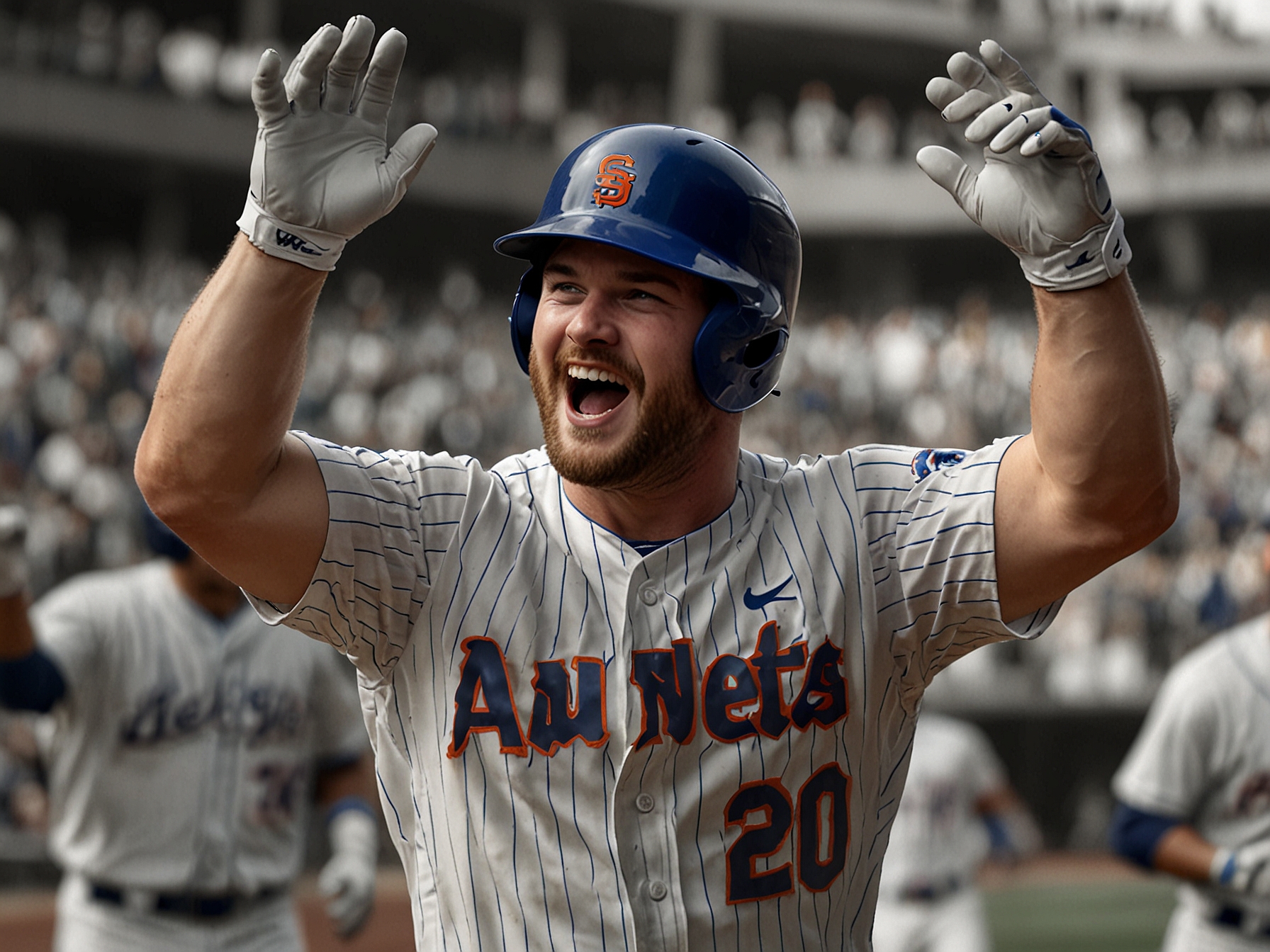 Pete Alonso celebrating after hitting a home run during the game against the San Diego Padres.