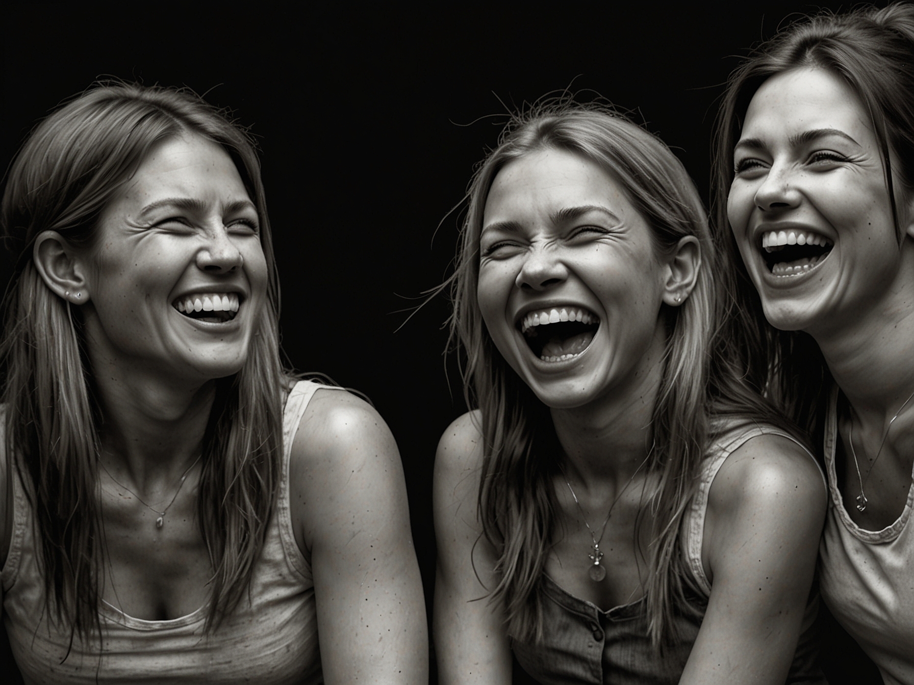 A close-up of the women laughing, showcasing their strong friendship and defiance against trolls.