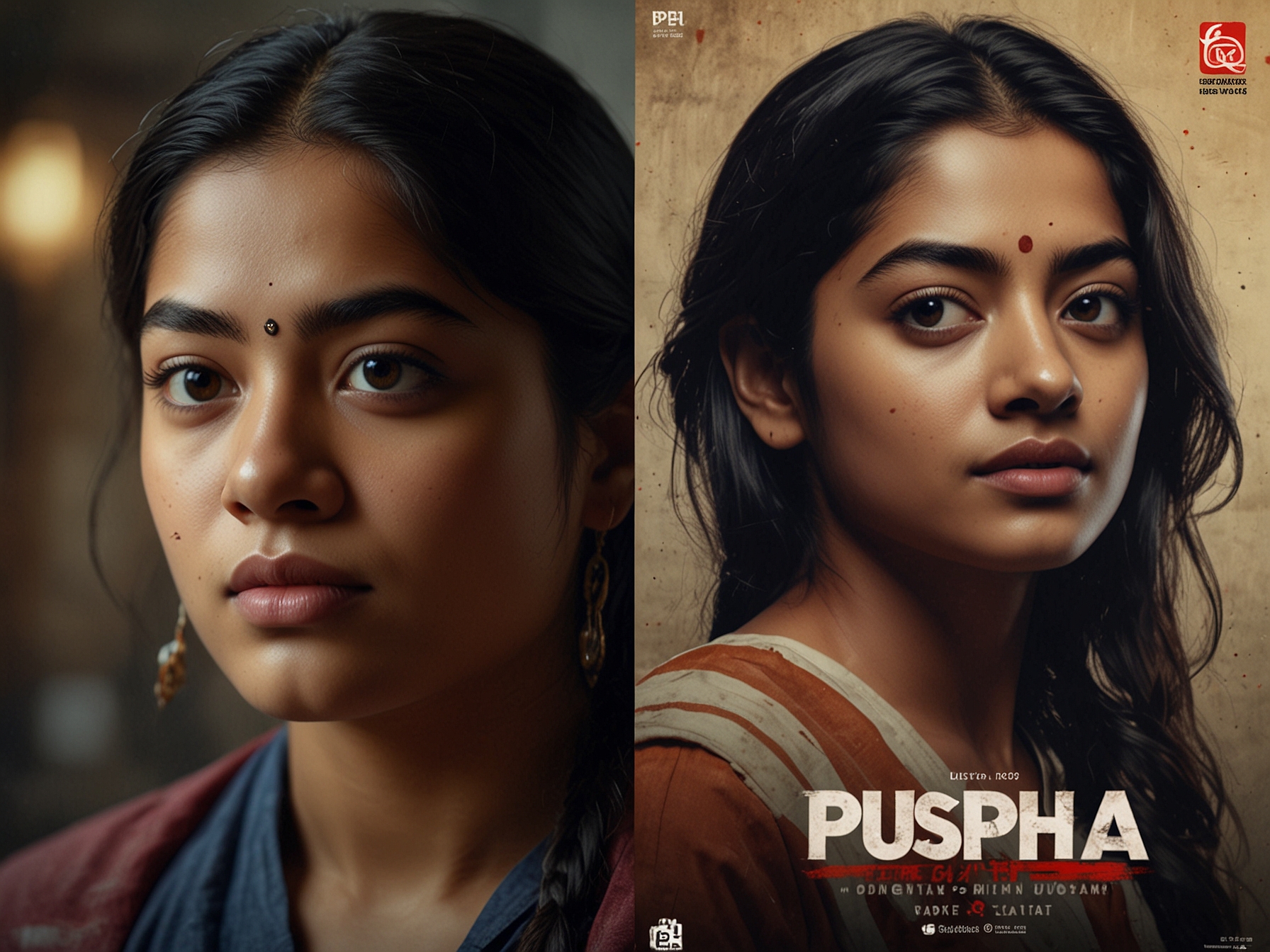 Promotional posters for 'Pushpa: The Rule' and 'Chhava' side-by-side, highlighting the major box office clash expected in December, featuring Rashmika Mandanna in both films.