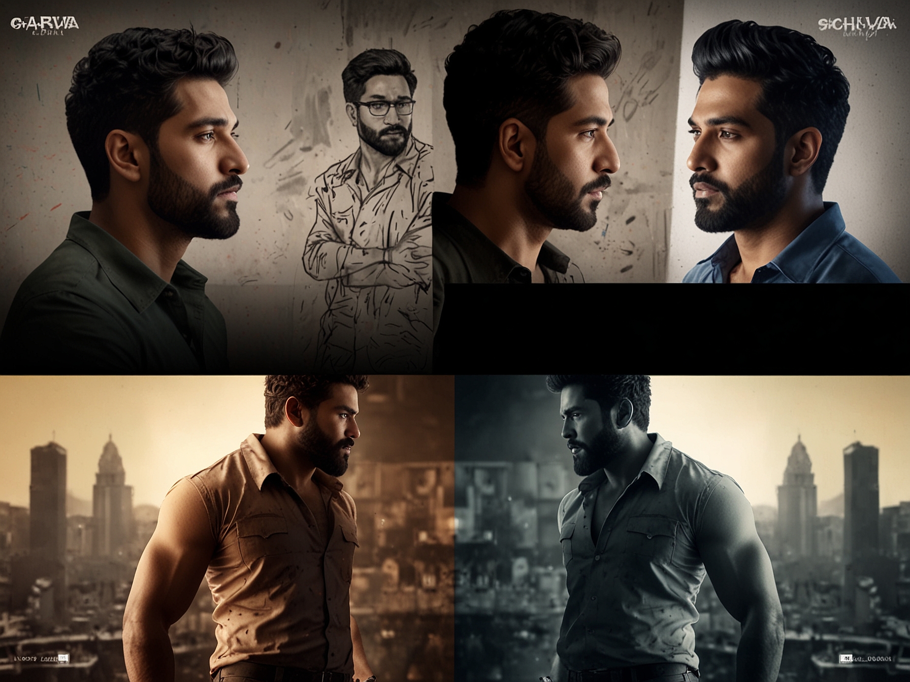 A split-screen of Vicky Kaushal in 'Chhava' and Allu Arjun in 'Pushpa: The Rule', showcasing the intense competition and high stakes for their respective December releases.