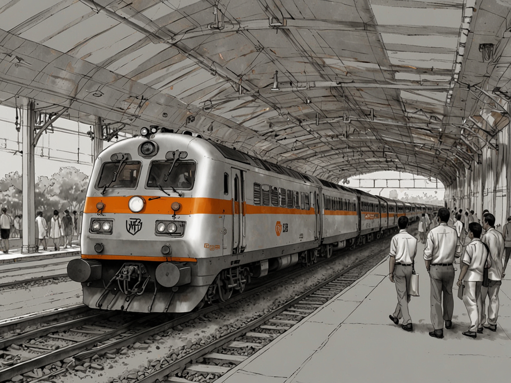 An illustration showing the Vandebharat train, symbolizing technological advancements and infrastructure development in BJP-ruled states, as highlighted by Agnimitra Paul.