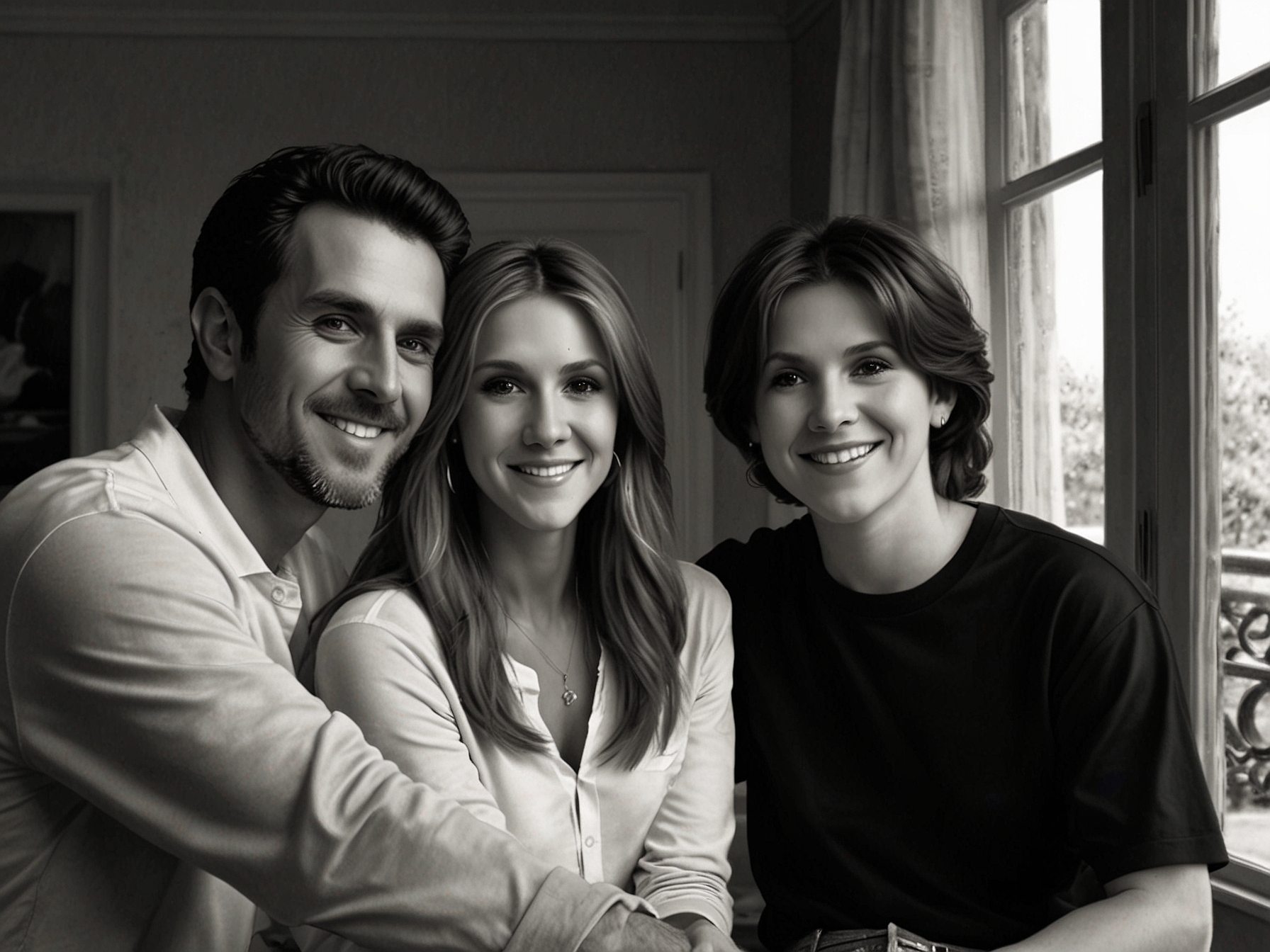 A touching family portrait featuring Céline Dion with her three children, René-Charles, Eddy, and Nelson, capturing the deep bond and love they share while navigating life’s challenges together.