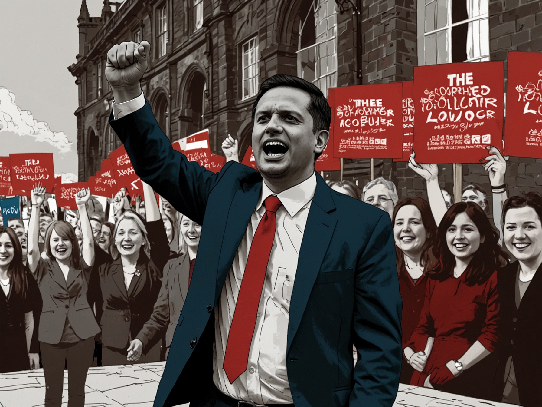 Scottish Labour supporters rallying behind Anas Sarwar as he outlines the party's vision and key policy areas to win the 2026 Holyrood election, fostering optimism and unity.
