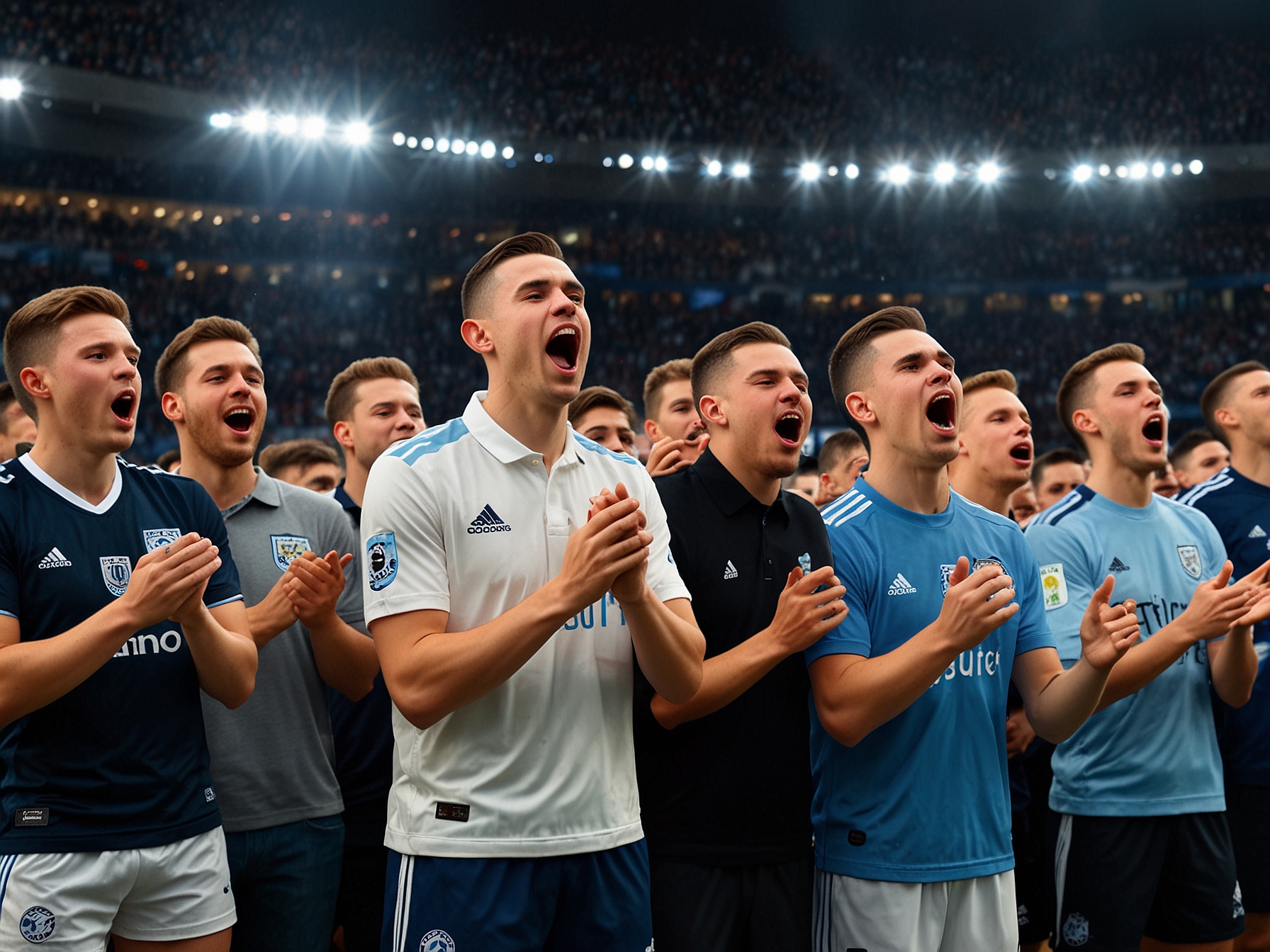 English fans in Gelsenkirchen's Veltins-Arena passionately singing a newly coined anthem for Phil Foden, showcasing the unity and fervor among the supporters.