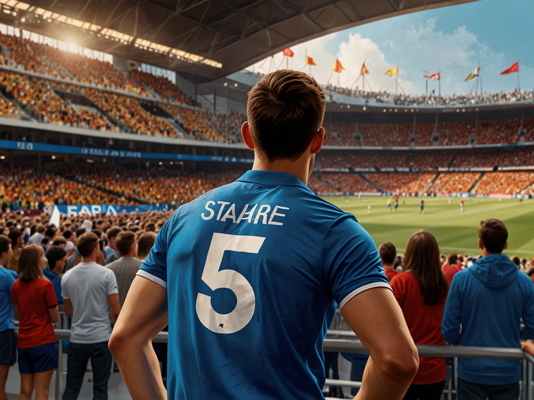 A vibrant scene from the Waldstadion in Frankfurt, where Belgium and Slovakia fans eagerly await the start of their Group E Euro 2024 match.