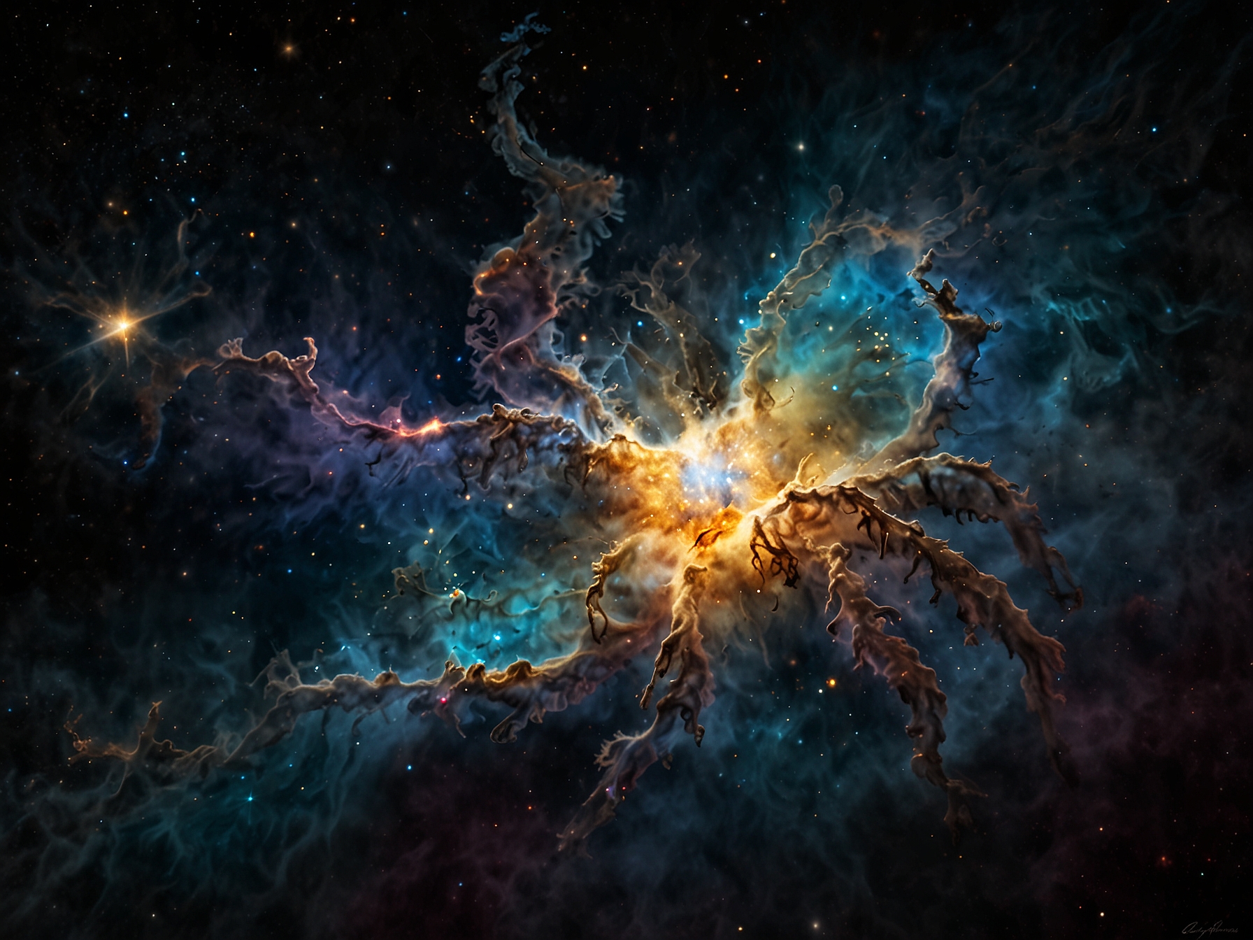 An intricate, high-resolution image of the Crab Nebula captured by the James Webb Space Telescope, showcasing its complex web of dust and gas illuminated in mid-infrared light by the MIRI instrument.