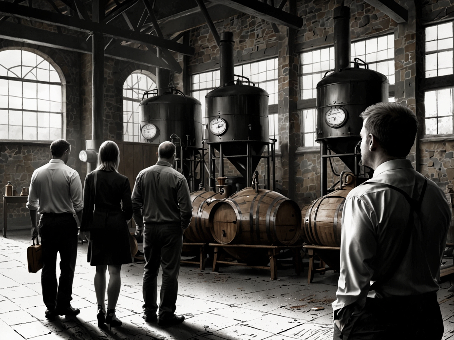 Image of visitors touring a distillery, showcasing the significant role of whisky tourism in boosting local economies and promoting Scotland's rich cultural heritage.