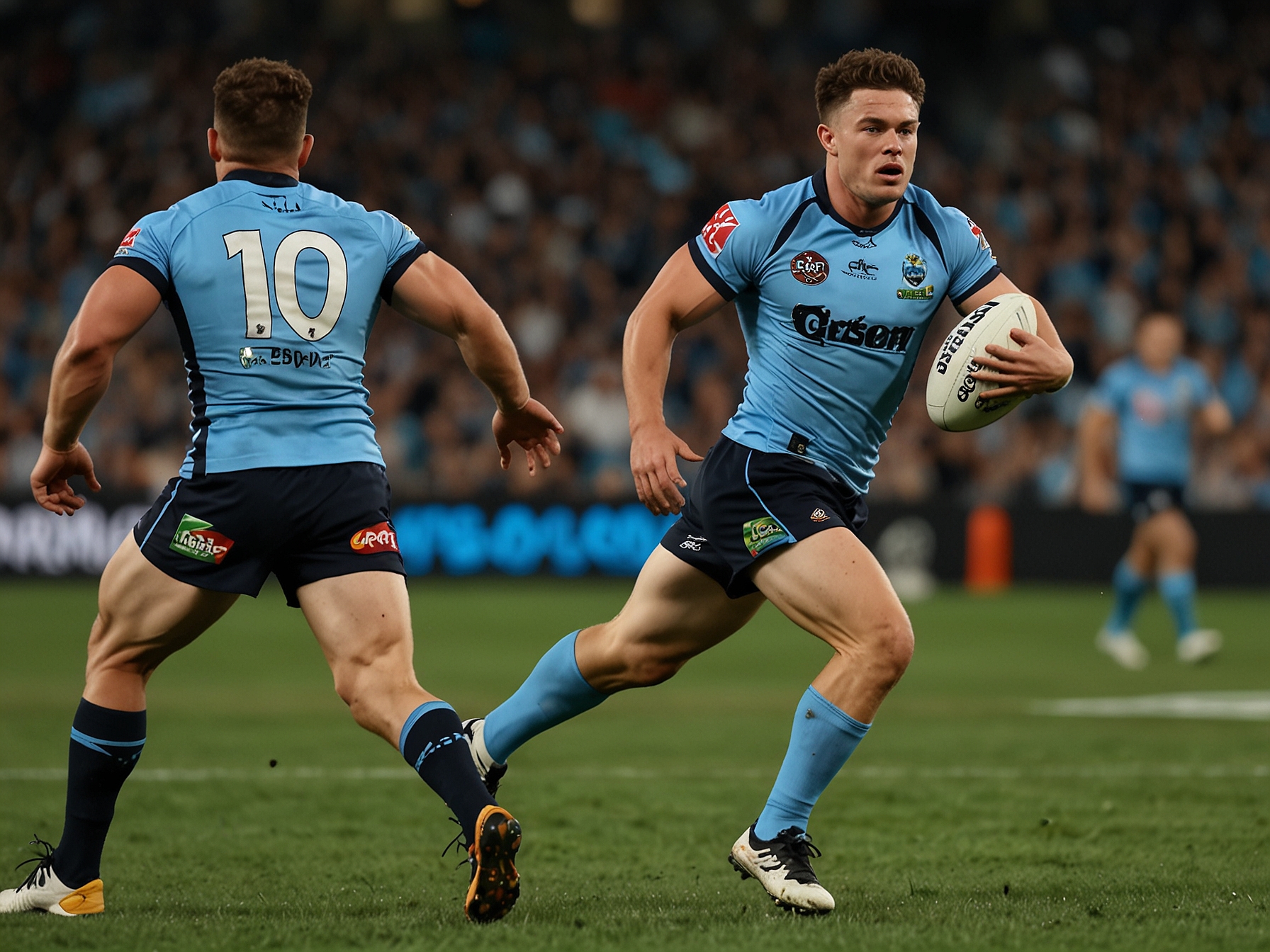 Reece Walsh in action during the first State of Origin game, showcasing his agility and speed, which has made him a focal point for NSW's defensive strategy in the upcoming game.