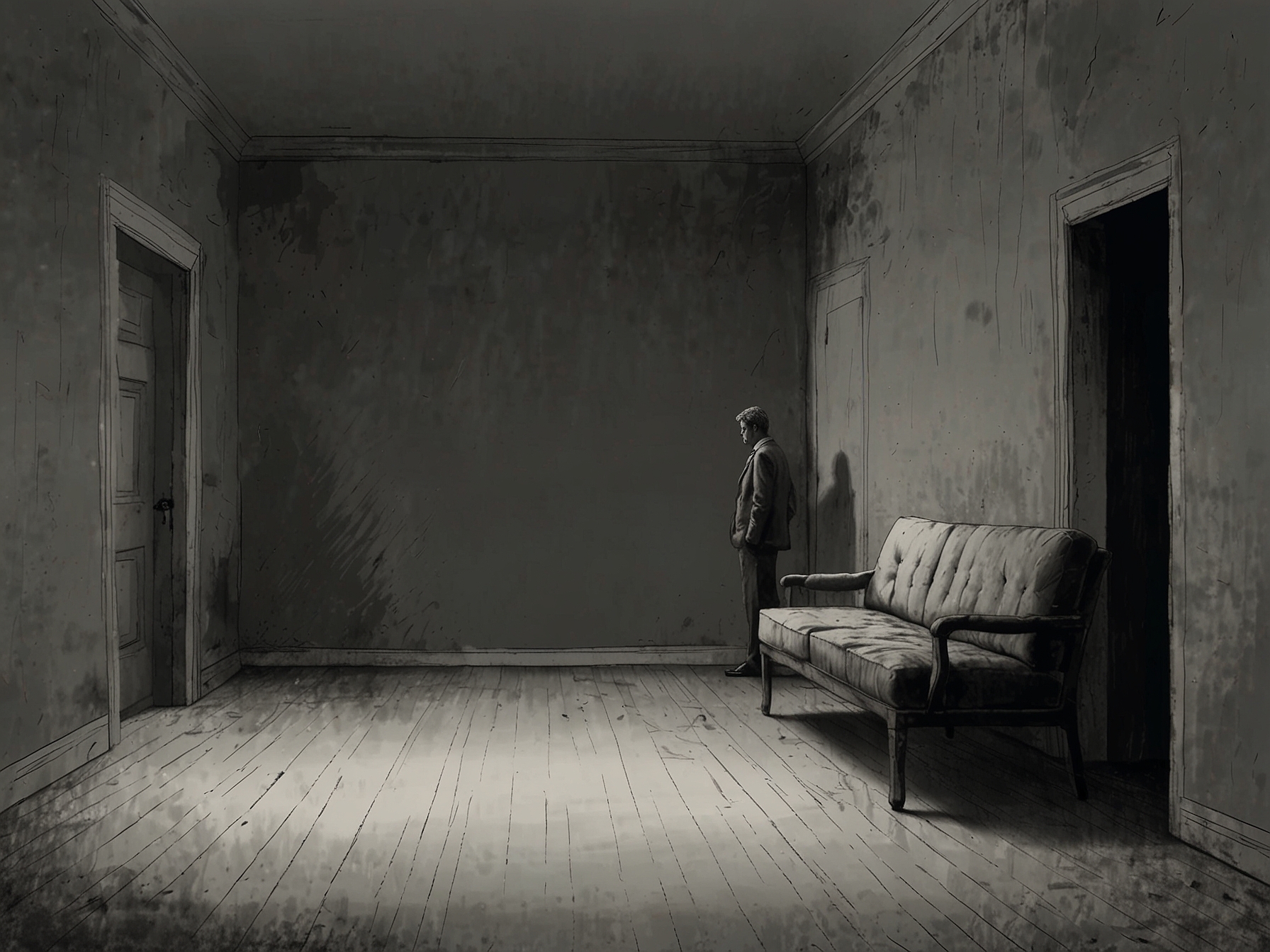 An image showing a person isolated in a grey room, symbolizing how arrogance can lead to loneliness and disconnection from meaningful relationships.